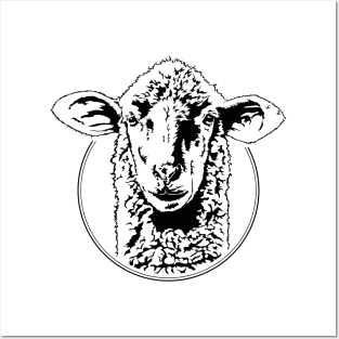 Funny Sheep Portrait Animal Lamb Herder Posters and Art